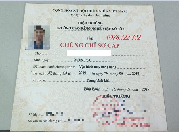 Mẫu chứng chỉ xe nâng phổ biến hiện nay