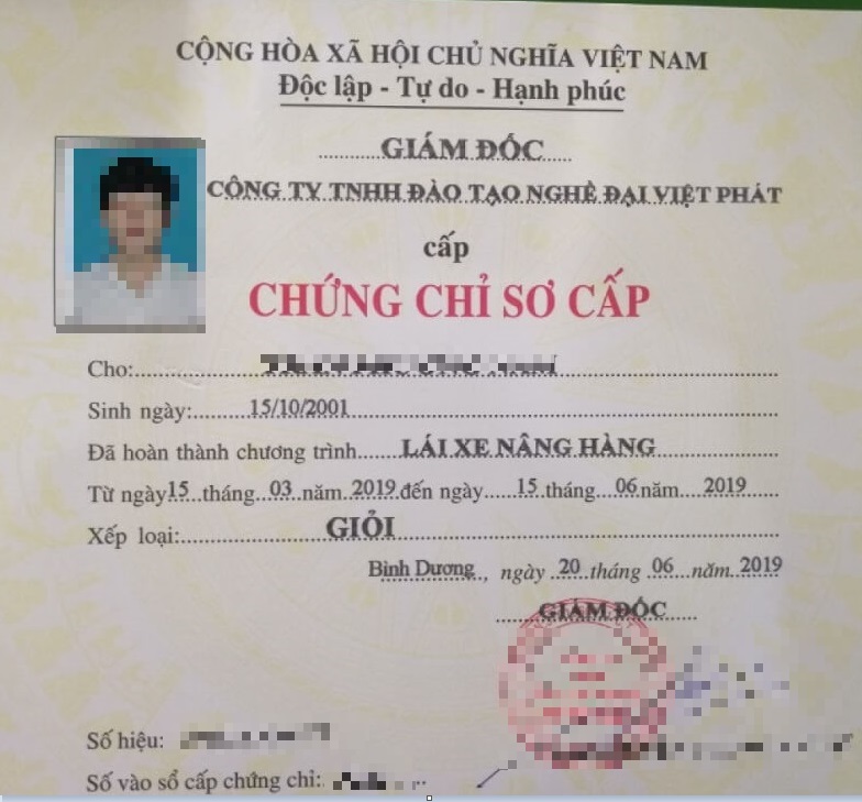 Mẫu chứng chỉ xe nâng phổ biến hiện nay